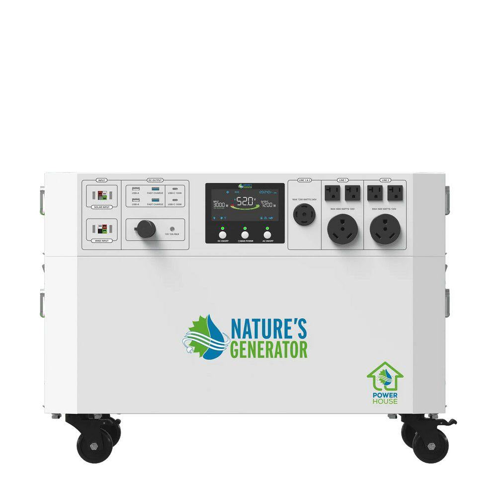 Powerhouse Gold PE 7,200-Watt Electric Switch Solar Generator with (2) 410-Watt Panels, Power Transfer Kit and Wheels