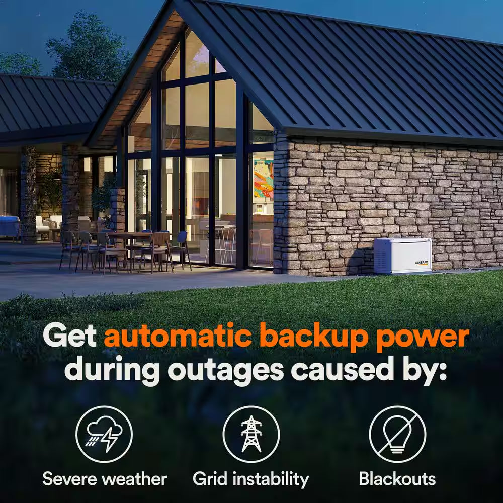 24,000 Watt - Dual Fuel Air- Cooled Whole House Home Standby Generator, Smart Home Monitoring & 200-AMP Transfer Switch