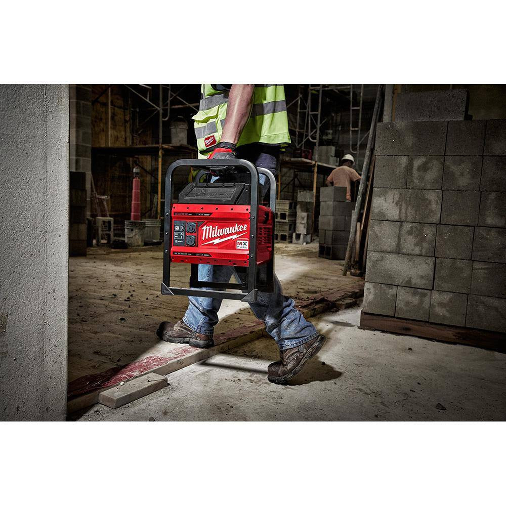 MX FUEL 3600-Watt/1800-Watt Push Start Battery Powered Generator & Rocket Stand Light with 3 XC Batteries and Charger