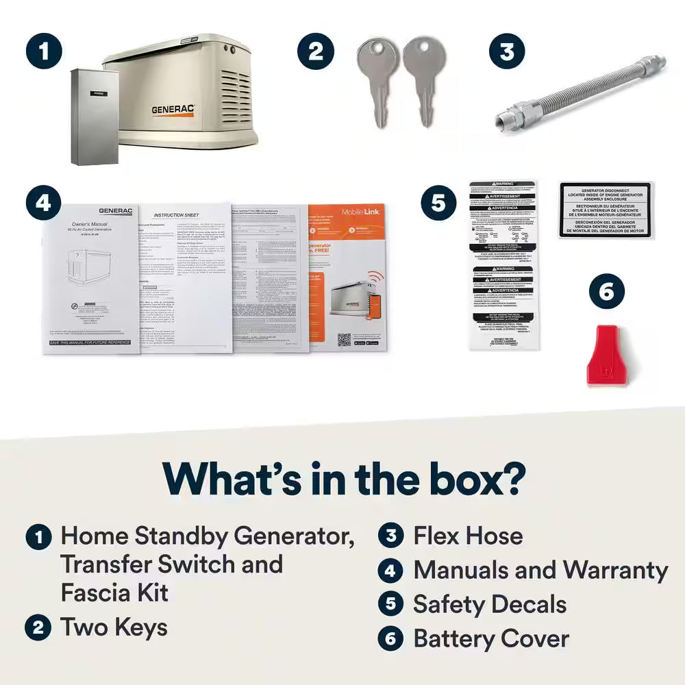 26,000 Watt - Dual Fuel Air- Cooled Whole House Home Standby Generator, Smart Home Monitoring & 200-AMP Transfer Switch