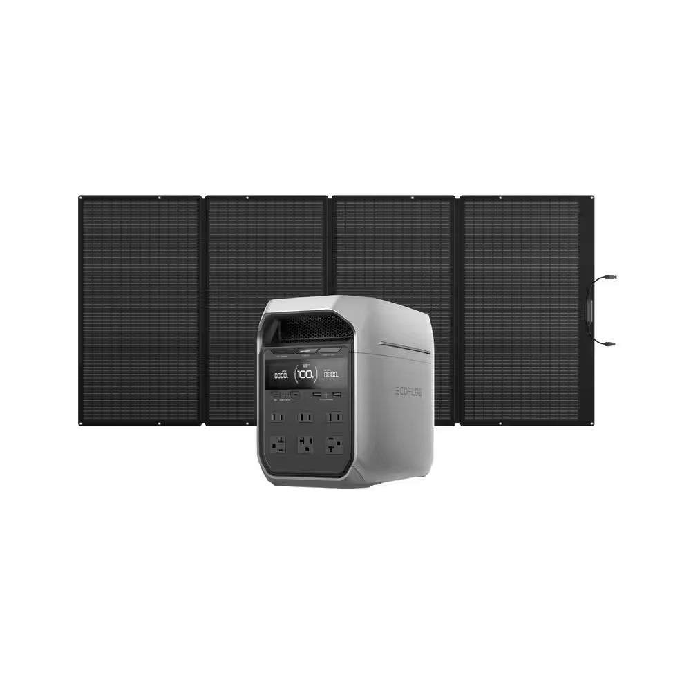1024Wh DELTA 3 plus with 400W Portable Solar Panel, 1800W Output/Surge 3600W, LFP Power Station, Home Backup, Camping