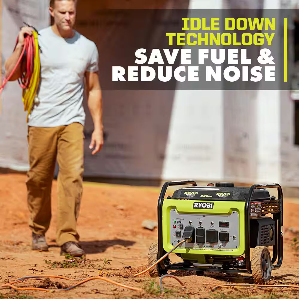 6500-Watt Gasoline Powered Inverter Generator with CO Shutdown & Idle down Technology
