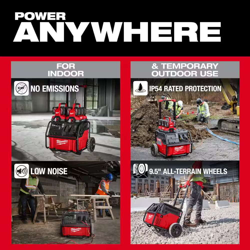ROLL-ON 3600-Watt Output/7200-Watt Peak 2.5Kwh Lithium-Ion Battery Powered Push Start Power Station Battery Generator
