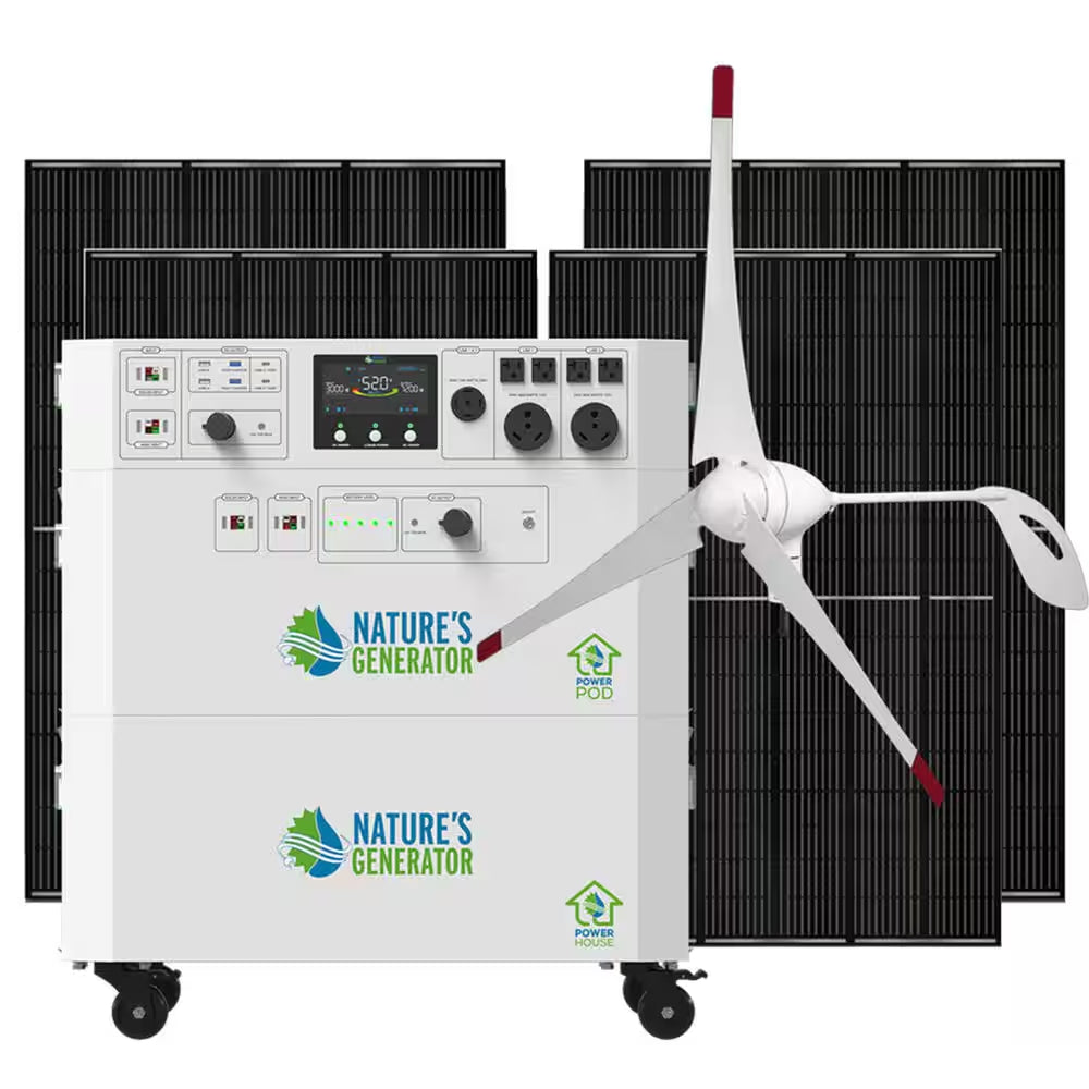 Powerhouse Gold plus 7,200-Watt Electric Switch Solar Generator with (4) 410W Panels and Wheels