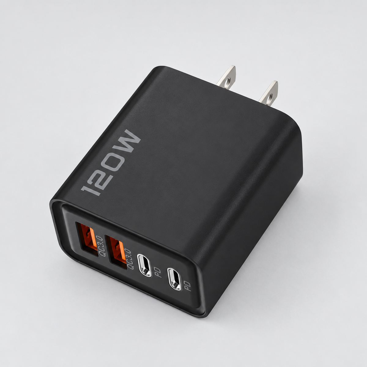 4-Port USB Wall Charger - US Plug, Black