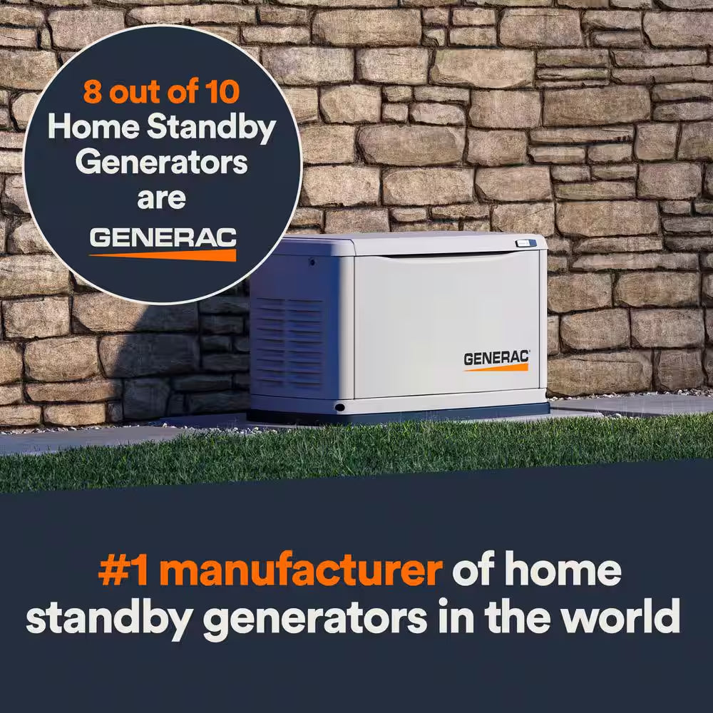 26,000 Watt - Dual Fuel Air- Cooled Whole House Home Standby Generator, Smart Home Monitoring & 200-AMP Transfer Switch