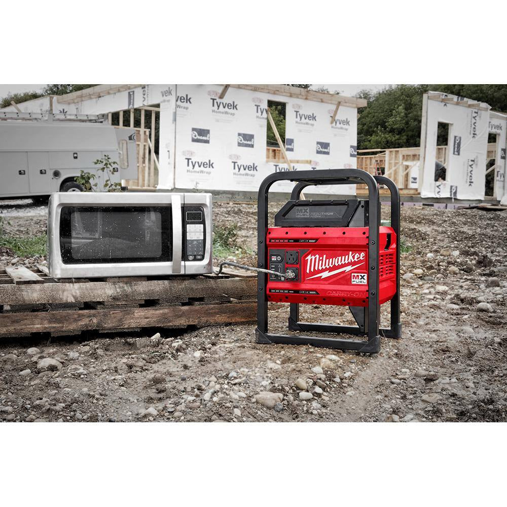 MX FUEL 3600-Watt/1800-Watt Lithium-Ion Push Start Portable Power Station Battery Generator & 16 In. Chainsaw Kit