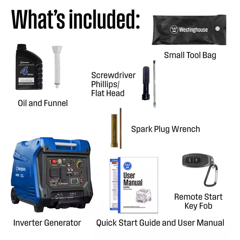 5,000-Watt Gas Powered Portable Inverter Generator with Remote Electric Start, LED Data Center