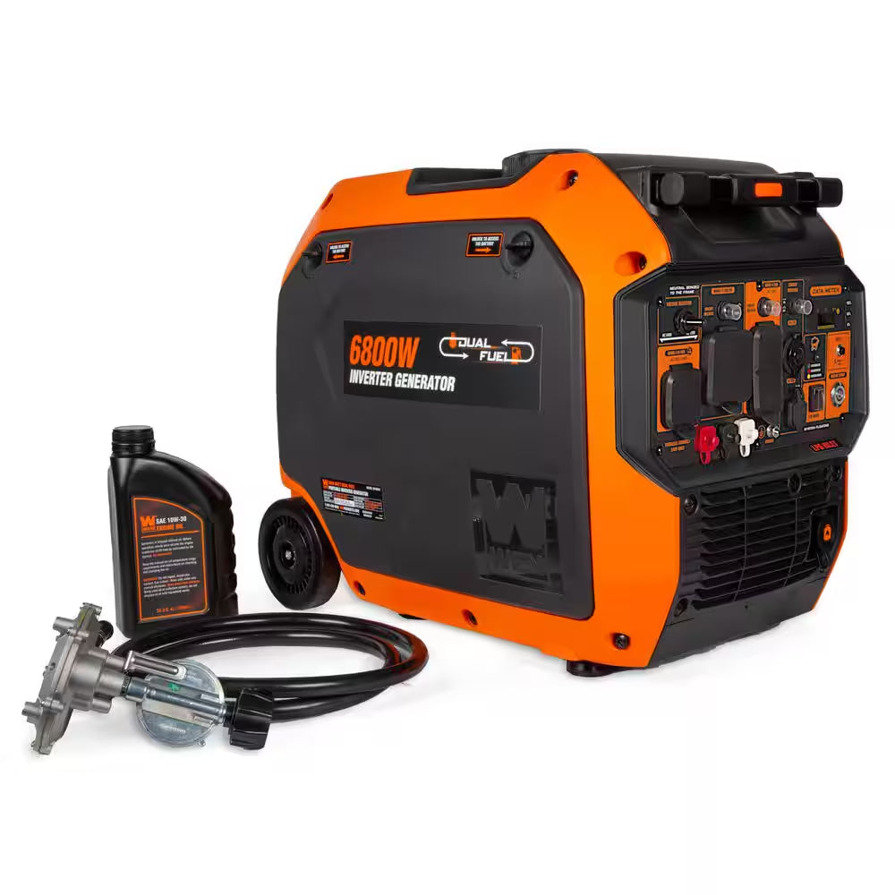 6800-Watt Dual Fuel 120V/240V Electric Start Gas-Powered Portable Inverter Generator, CO Alarm & Electric Vehicle Backup