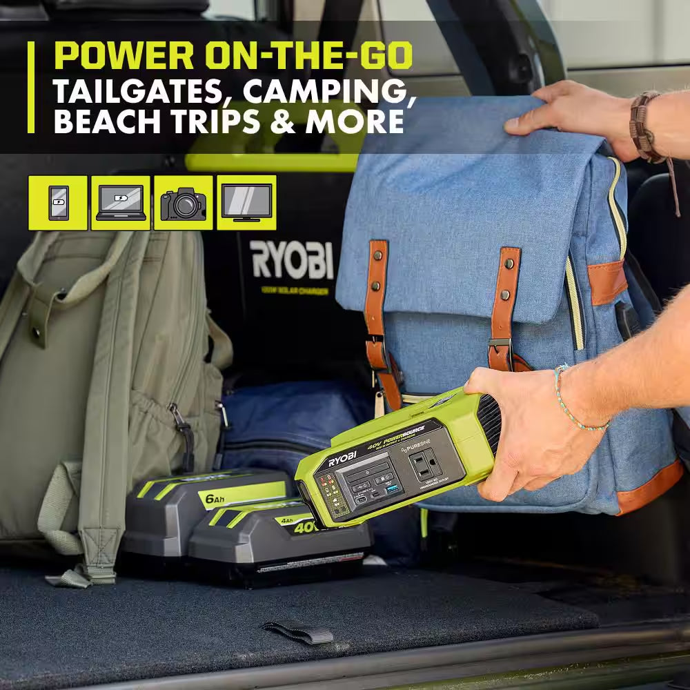 40V 1800-Watt Portable Battery Inverter Power Station, 4-Port Charger W/ 40V 300-Watt Inverter Power Source Tools Only