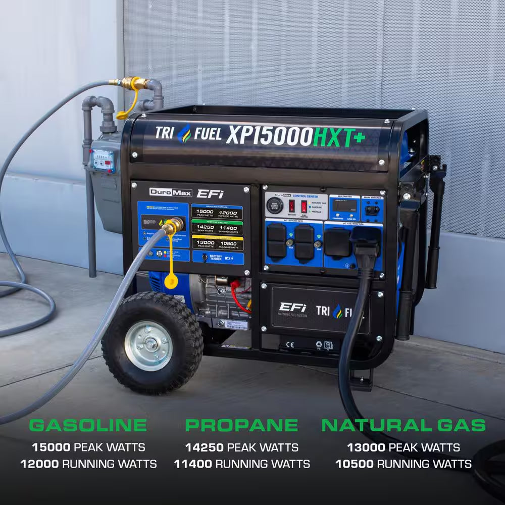 15000-Watt /12000-Watt Remote Start Tri-Fuel EFI Gasoline Propane Natural Gas Power Portable Generator 50 States