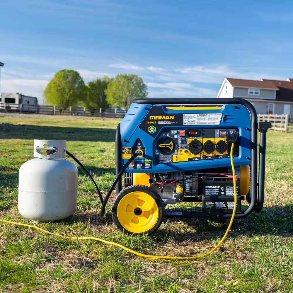 10,000-Watt/8,000-Watt Tri-Fuel Portable Generator with Electric Start, Transfer Switch Outlet and CO Alert Technology