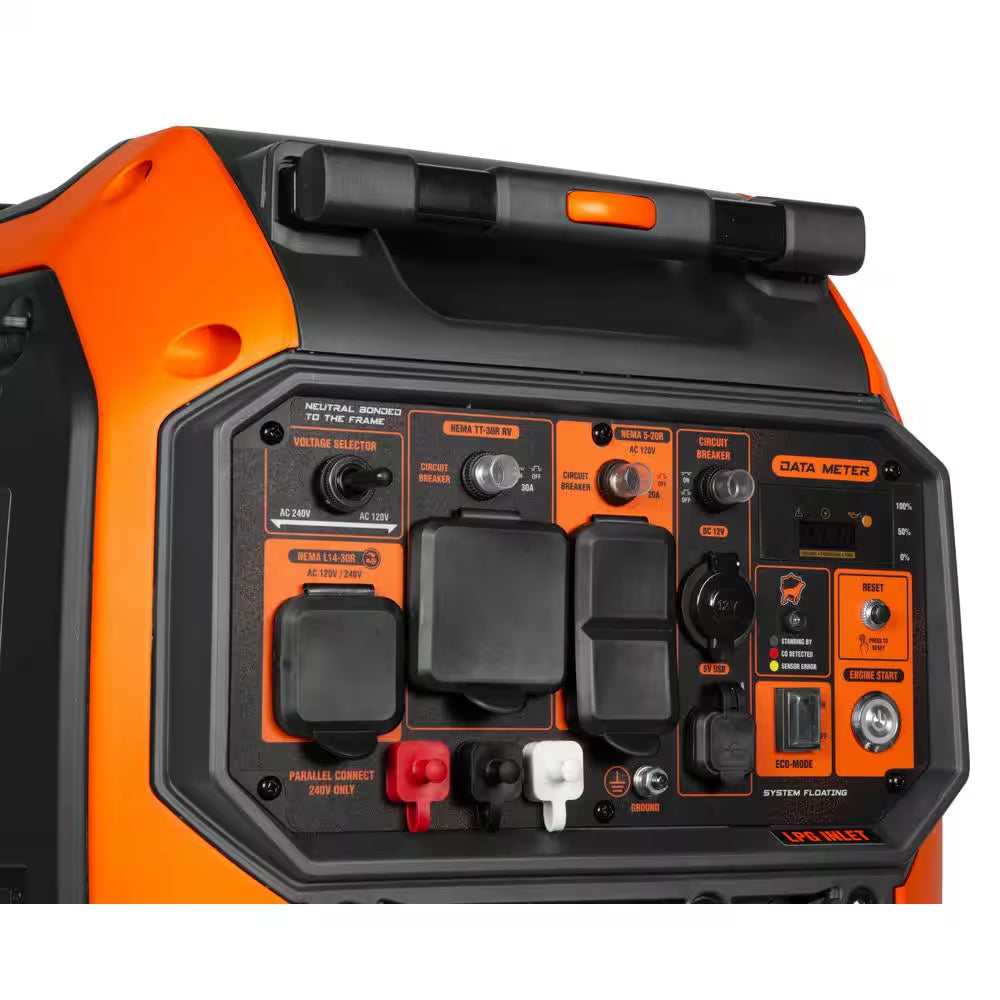 6800-Watt Dual Fuel 120V/240V Electric Start Gas-Powered Portable Inverter Generator, CO Alarm & Electric Vehicle Backup