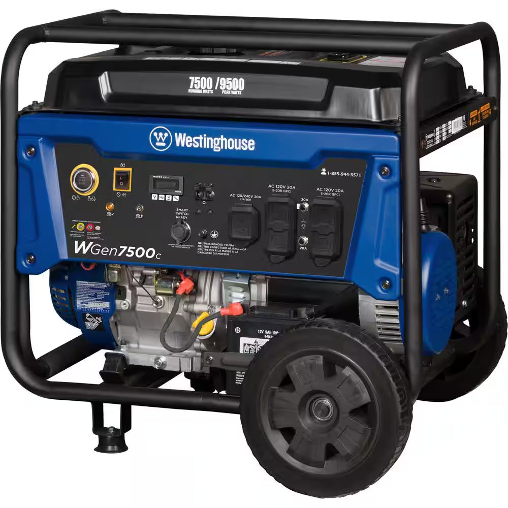 9,500/7,500-Watt Gas Powered Portable Generator with Remote Electric Start, 30A 120/240V Outlet