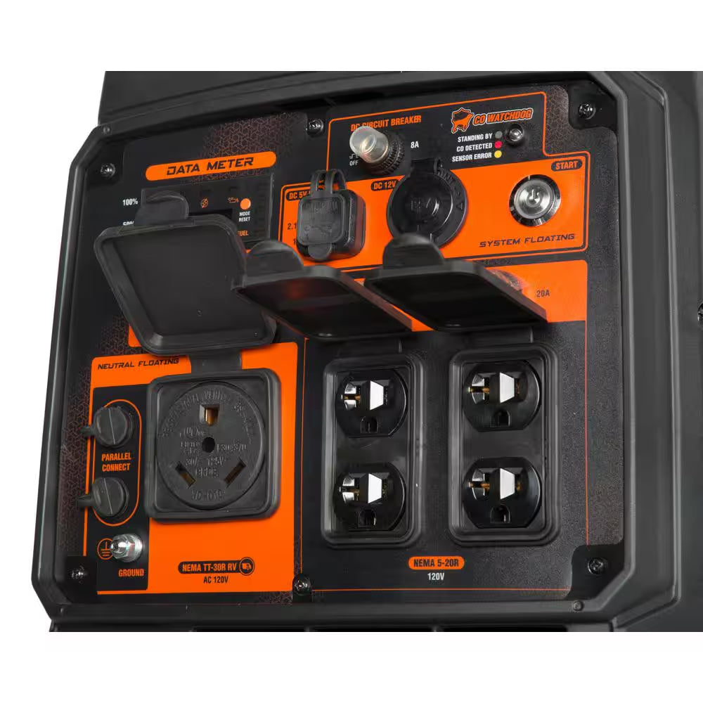 Quiet and Light-Weight 4800W Dual Fuel Rv-Ready Electric Start Portable Inverter Generator, Fuel Shut Off, CO Watchdog