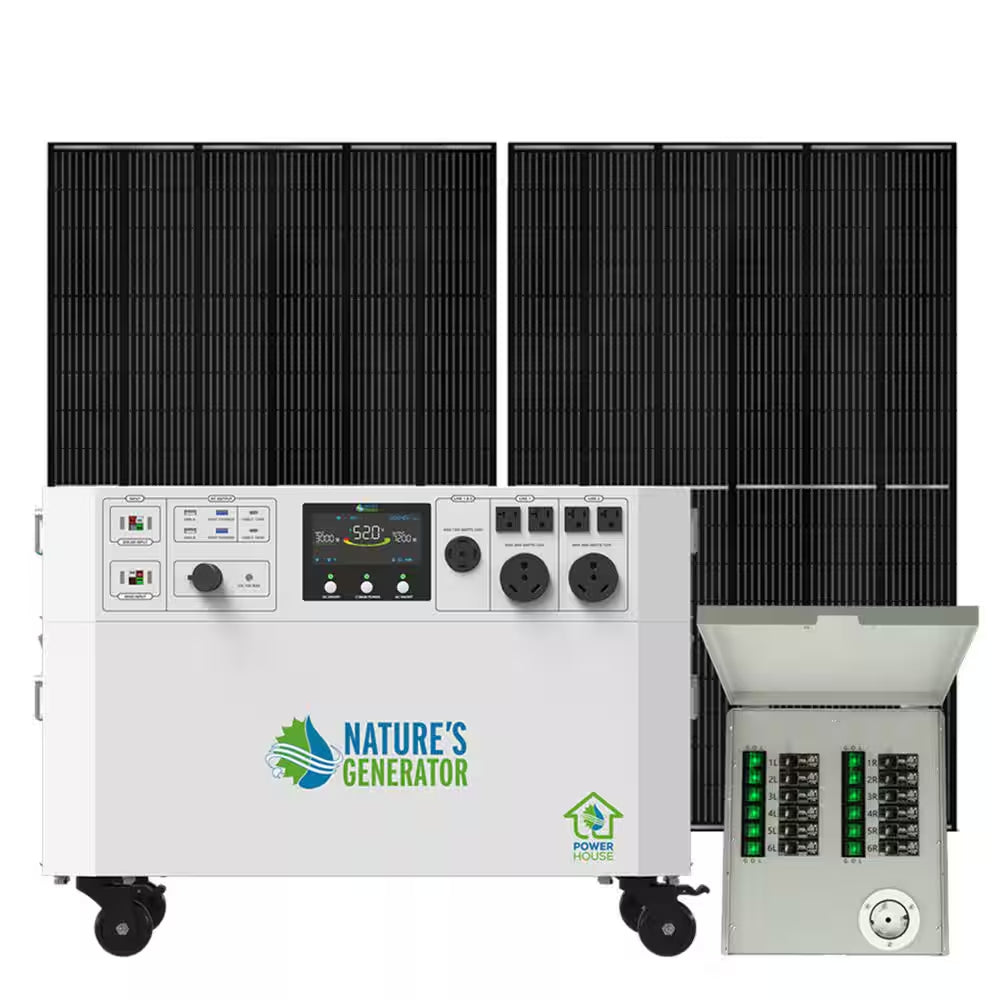 Powerhouse Gold plus 7,200-Watt Electric Switch Solar Generator with (4) 410W Panels and Wheels