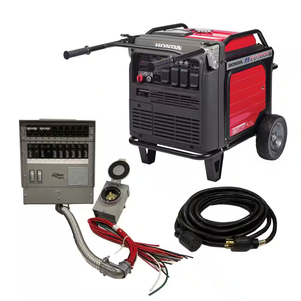 Inverter 7000-Watt Standby Gasoline Generator 120/240V Single Phase with Bluetooth and 10 Circuit Manual Transfer Switch
