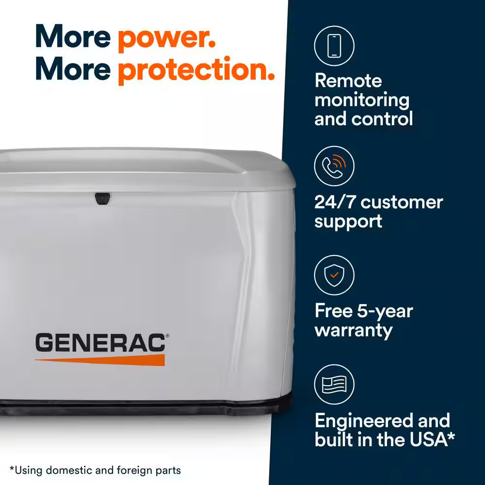 28,000 Watt Air-Cooled Whole House Home Standby Generator and 200-AMP Transfer Switch and Ecobee Smart Home Thermostat